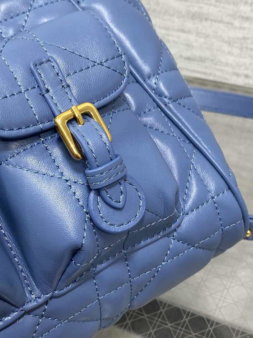 Medium Dior Caro Backpack M6301 Blue Macrocannage Lambskin - Default Title - View 8