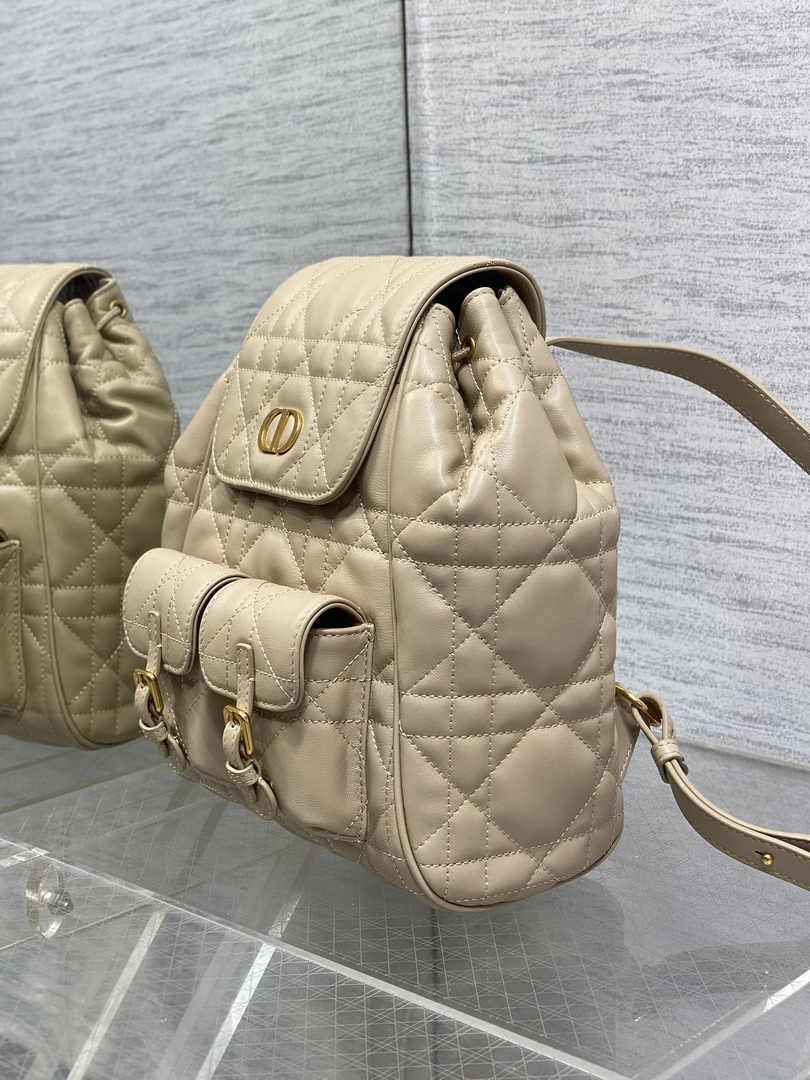 Medium Dior Caro Backpack M6301 Powder Beige Macrocannage Lambskin - Default Title - View 4