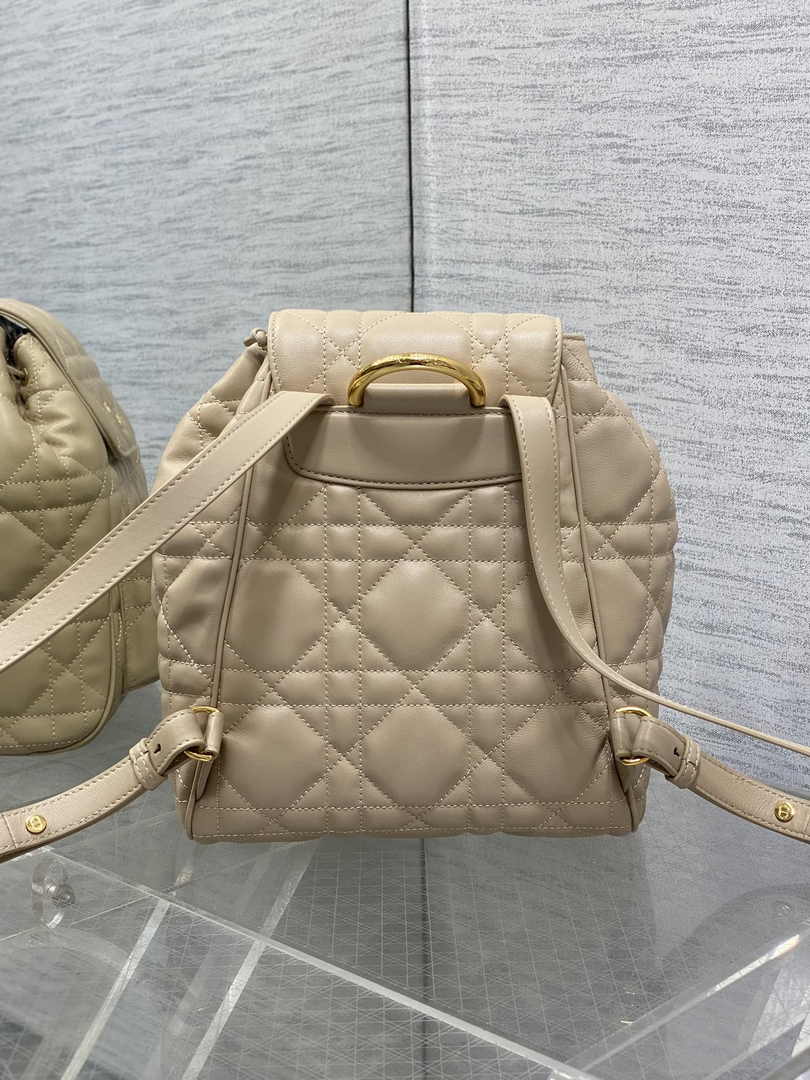 Medium Dior Caro Backpack M6301 Powder Beige Macrocannage Lambskin - Default Title - View 5