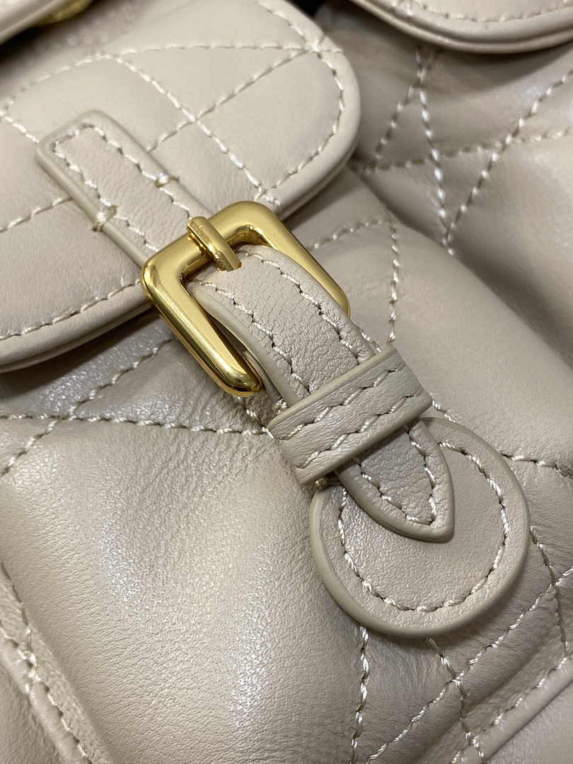 Medium Dior Caro Backpack M6301 Powder Beige Macrocannage Lambskin - Default Title - View 6