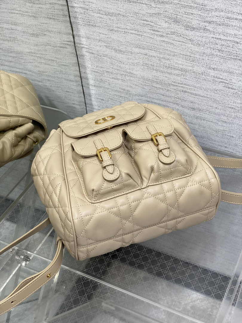Medium Dior Caro Backpack M6301 Powder Beige Macrocannage Lambskin - Default Title - View 7