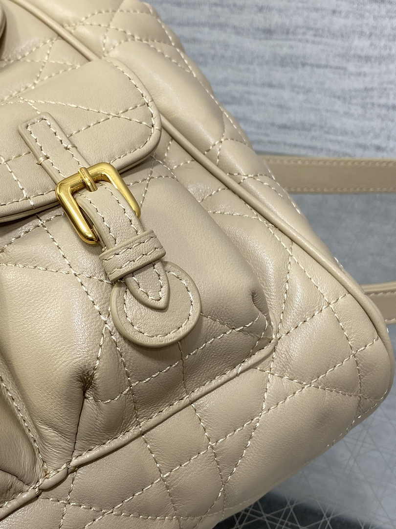 Medium Dior Caro Backpack M6301 Powder Beige Macrocannage Lambskin - Default Title - View 8