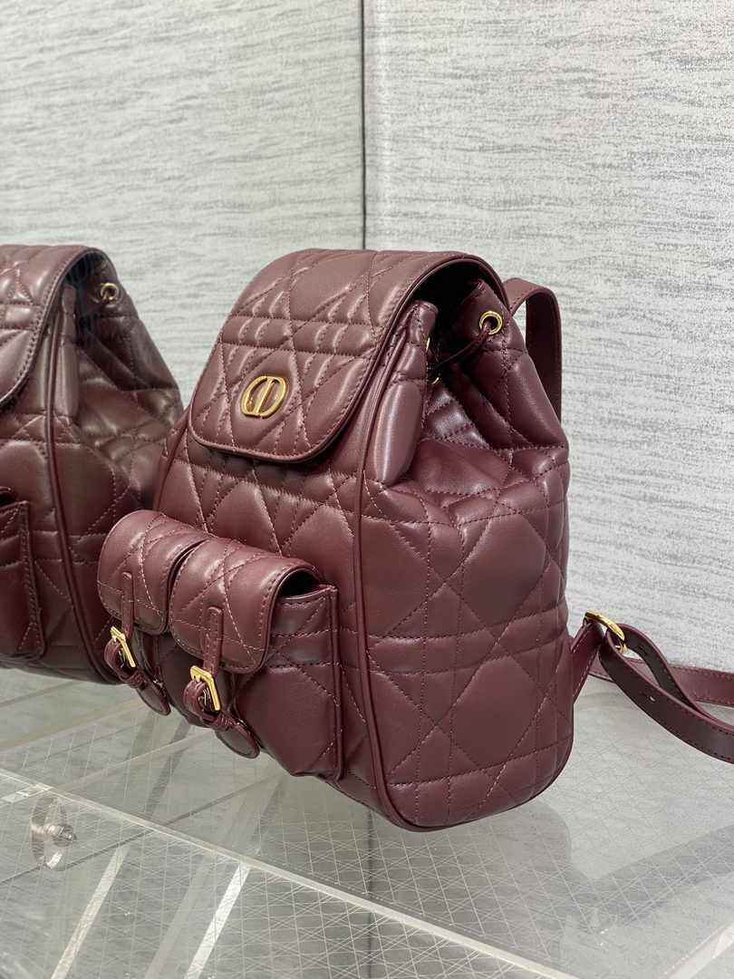 Medium Dior Caro Backpack M6301 Wine Red Macrocannage Lambskin - Default Title - View 4
