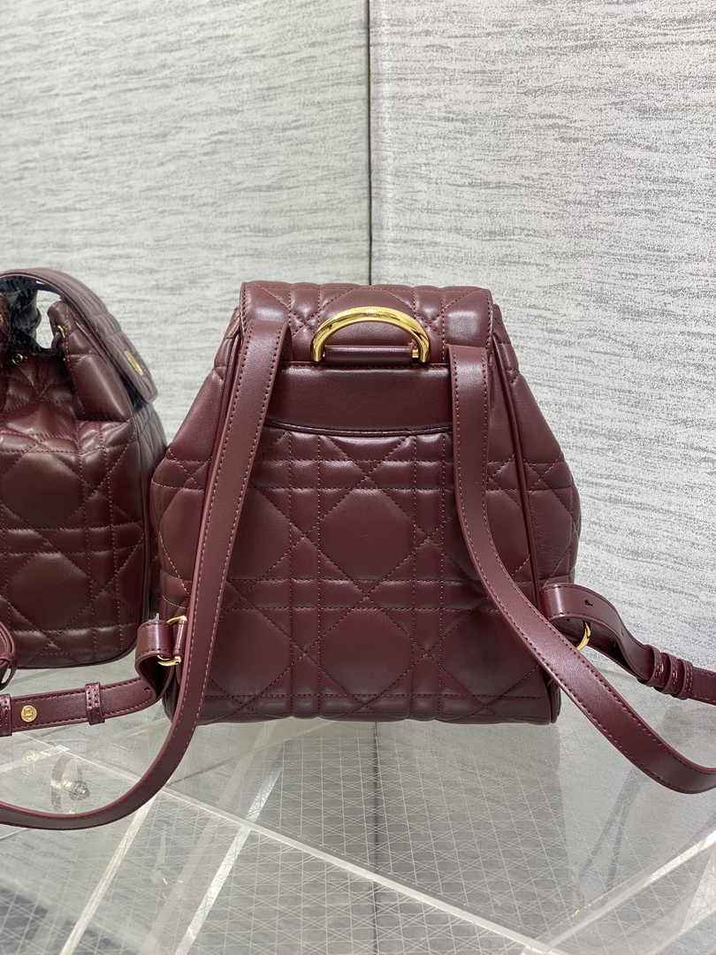Medium Dior Caro Backpack M6301 Wine Red Macrocannage Lambskin - Default Title - View 5