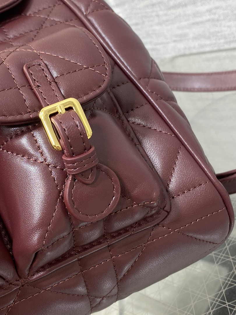 Medium Dior Caro Backpack M6301 Wine Red Macrocannage Lambskin - Default Title - View 8