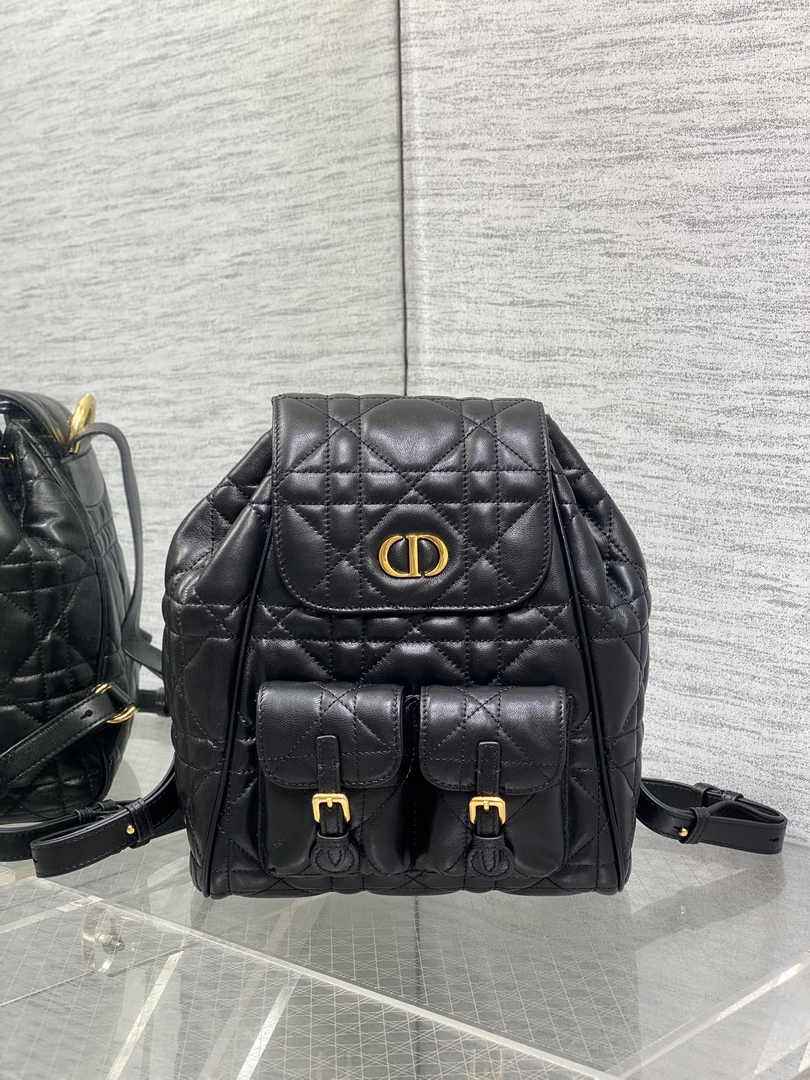 Medium Dior Caro Backpack M6301 Black Macrocannage Lambskin - Default Title - View 2