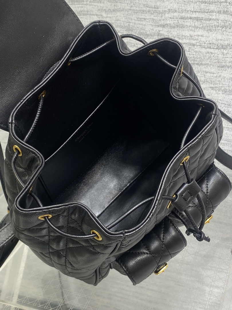 Medium Dior Caro Backpack M6301 Black Macrocannage Lambskin - Default Title - View 9