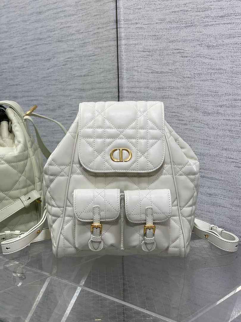 Medium Dior Caro Backpack M6301 Beige Macrocannage Lambskin - Default Title - View 2