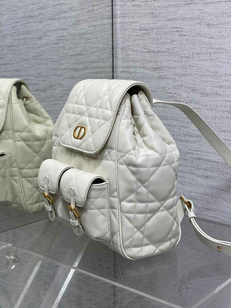 Medium Dior Caro Backpack M6301 Beige Macrocannage Lambskin - Default Title - View 4