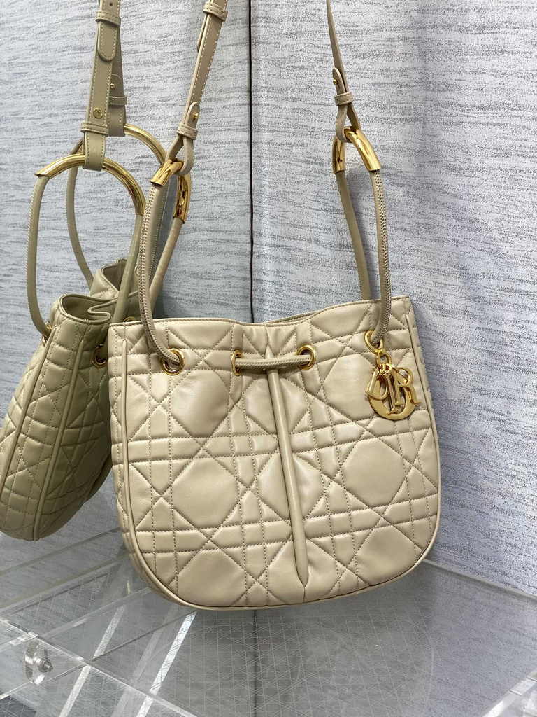 Medium Dior Nolita Bag M2312 Apricot Macrocannage Lambskin - Default Title - View 1