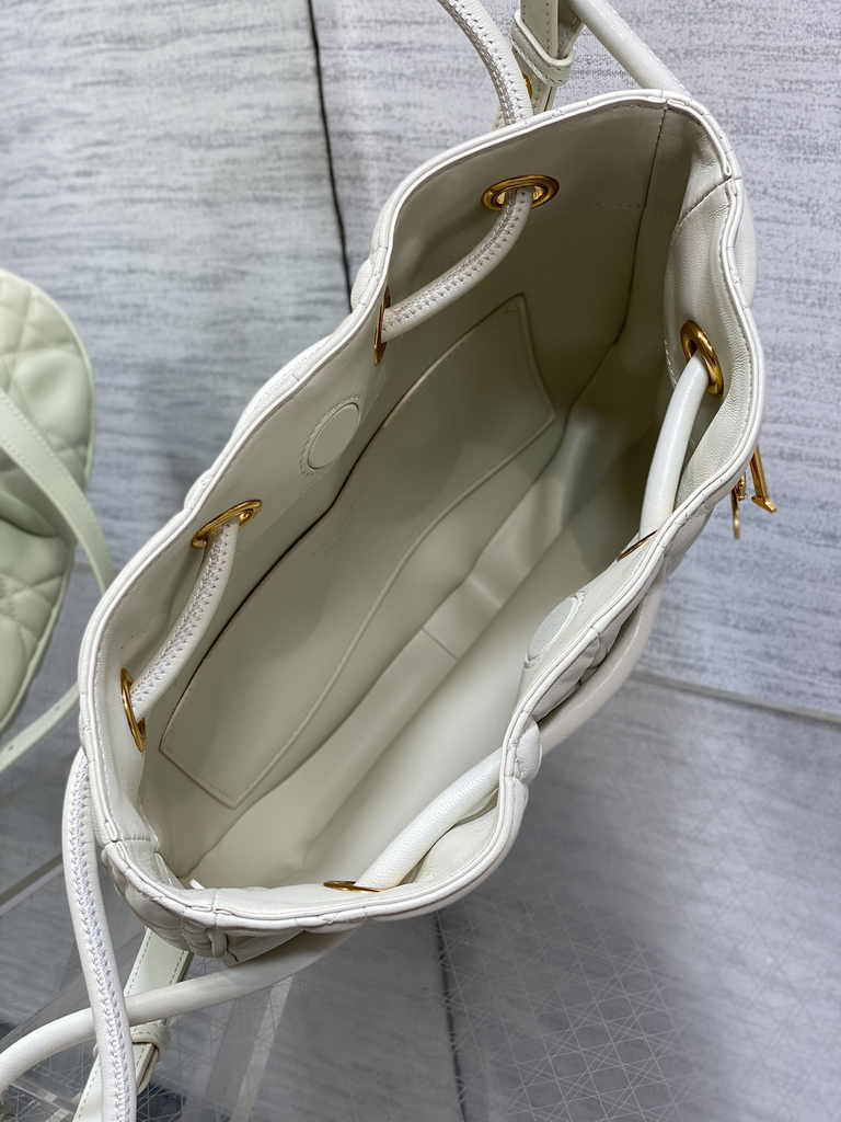 Medium Dior Nolita Bag M2312 White Macrocannage Lambskin - Default Title - View 4