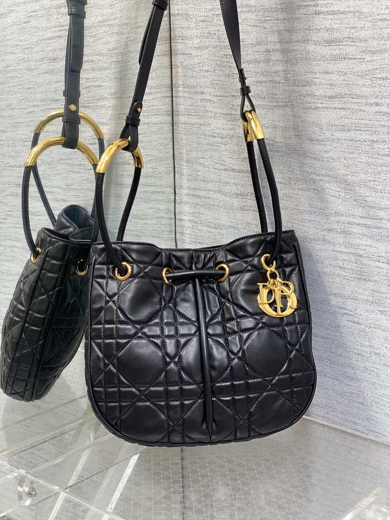 Medium Dior Nolita Bag M2312 Black Macrocannage Lambskin - Default Title - View 1