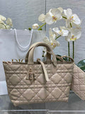 Medium Dior Toujours Bag M2821 Beige Macrocannage Calfskin - Default Title - View 1