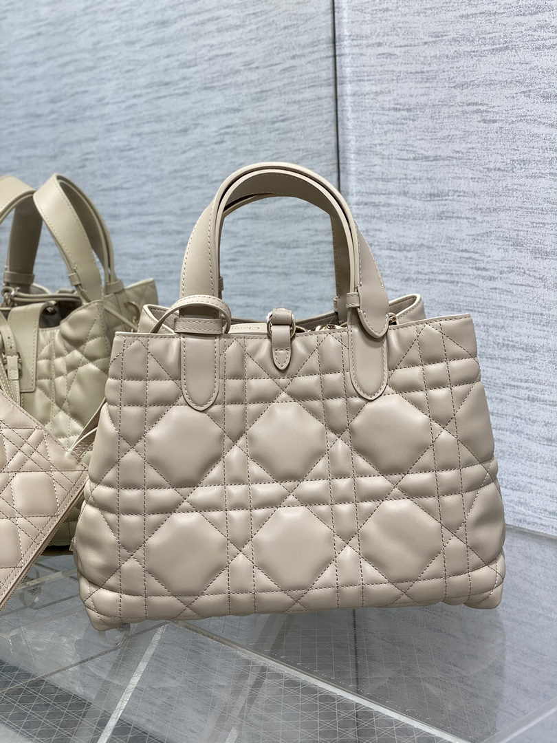 Medium Dior Toujours Bag M2821 Beige Macrocannage Calfskin - Default Title - View 4