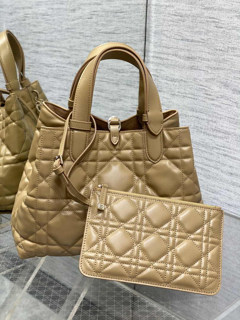 Medium Dior Toujours Bag M2821 Tan Macrocannage Calfskin - Default Title - View 2