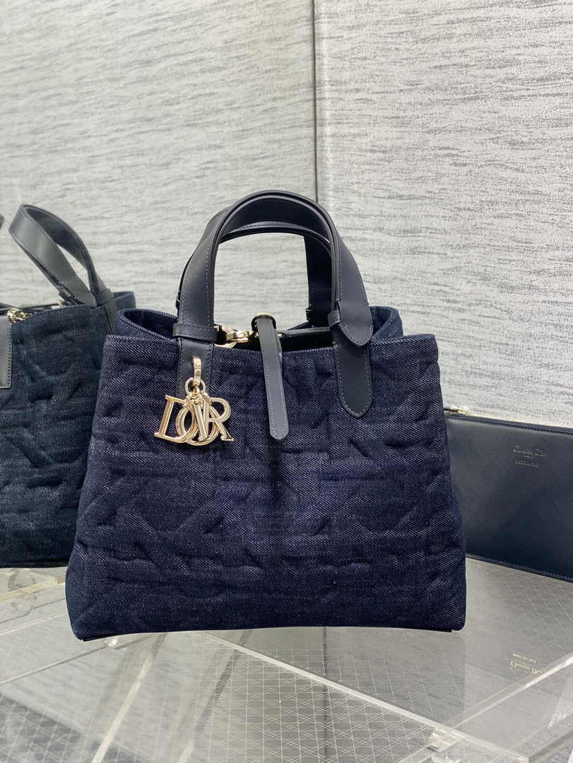 Medium Dior Toujours Bag M2821 Blue Graphic Cannage Denim - Default Title - View 2