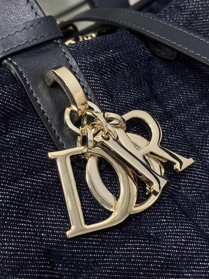 Medium Dior Toujours Bag M2821 Blue Graphic Cannage Denim - Default Title - View 5