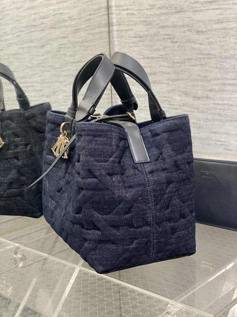 Medium Dior Toujours Bag M2821 Blue Graphic Cannage Denim - Default Title - View 4