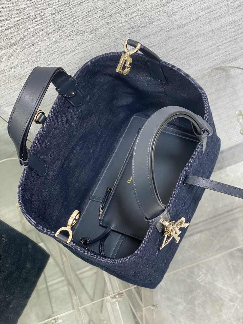 Medium Dior Toujours Bag M2821 Blue Graphic Cannage Denim - Default Title - View 9