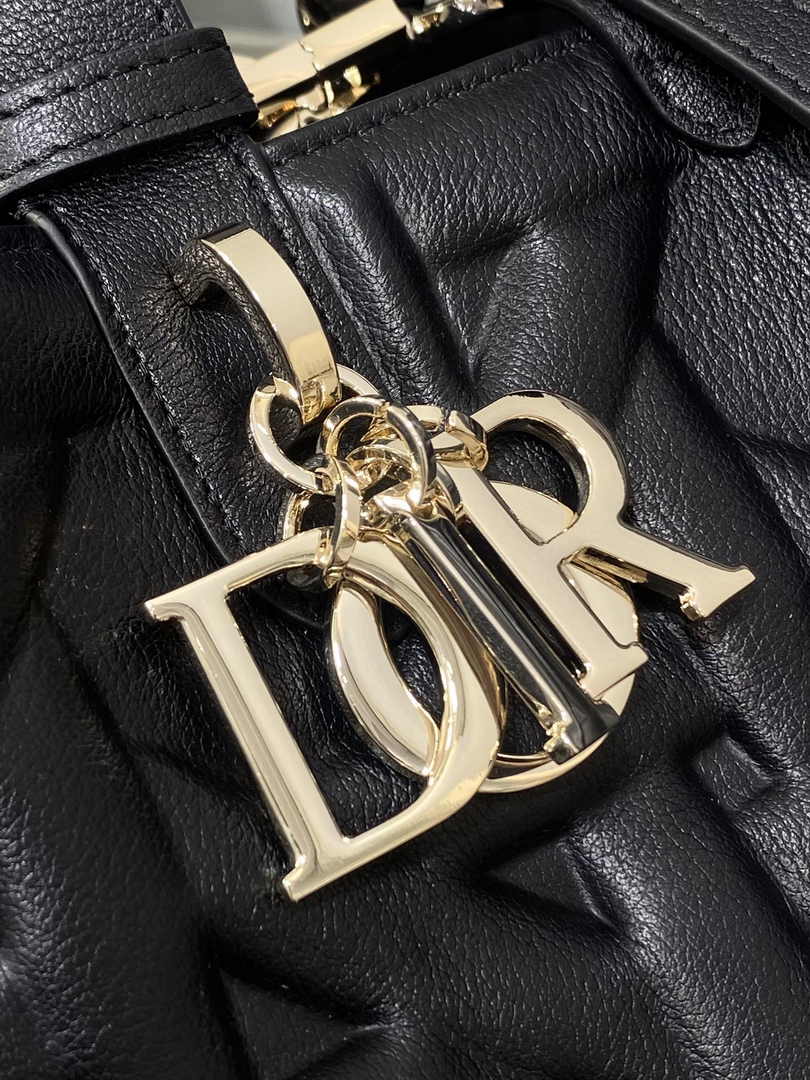 Medium Dior Toujours Bag M2821 Black Graphic Cannage Calfskin - Default Title - View 7