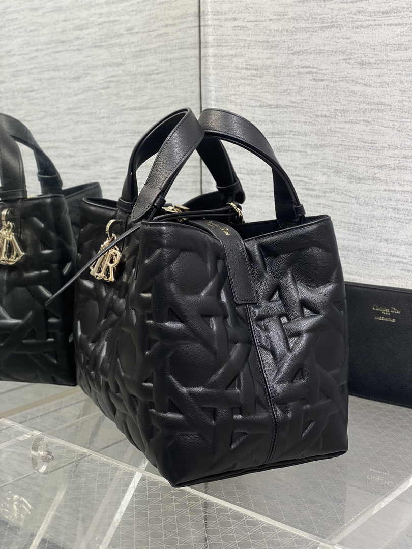 Medium Dior Toujours Bag M2821 Black Graphic Cannage Calfskin - Default Title - View 4
