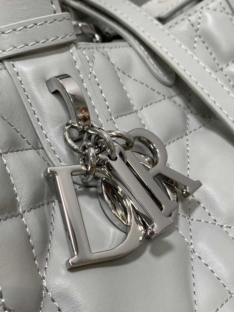 Medium Dior Toujours Bag M2821 Gray Macrocannage Calfskin - Default Title - View 5