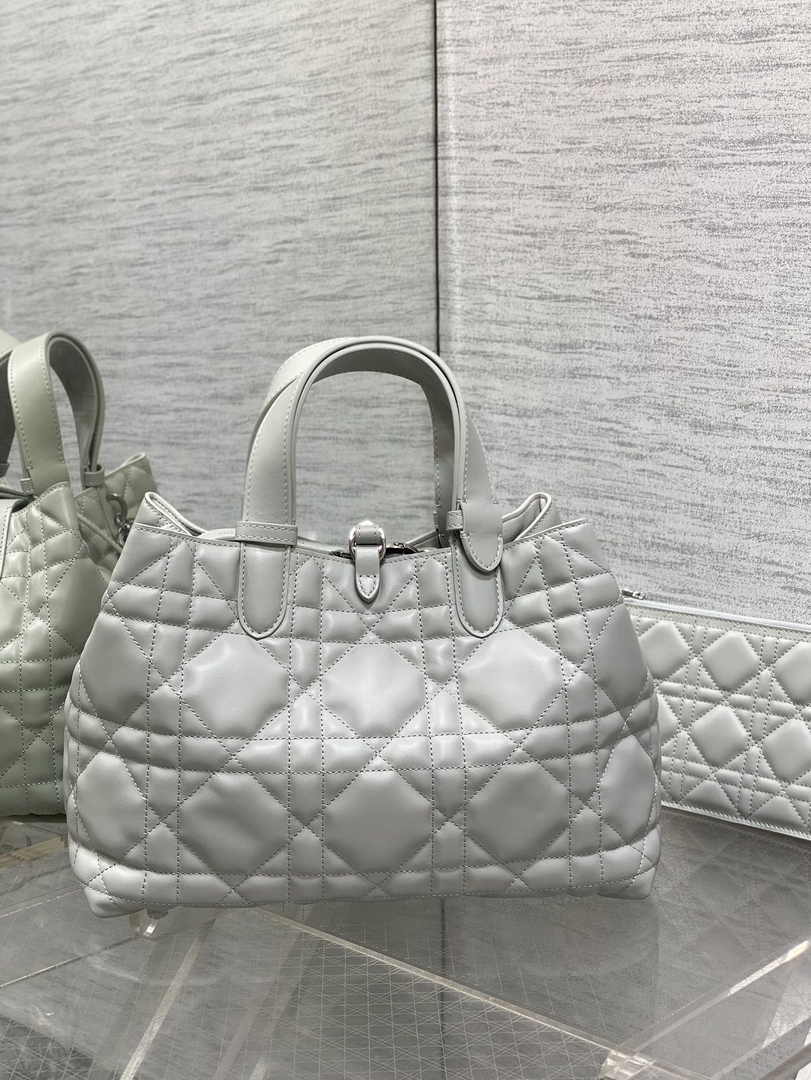 Medium Dior Toujours Bag M2821 Gray Macrocannage Calfskin - Default Title - View 3