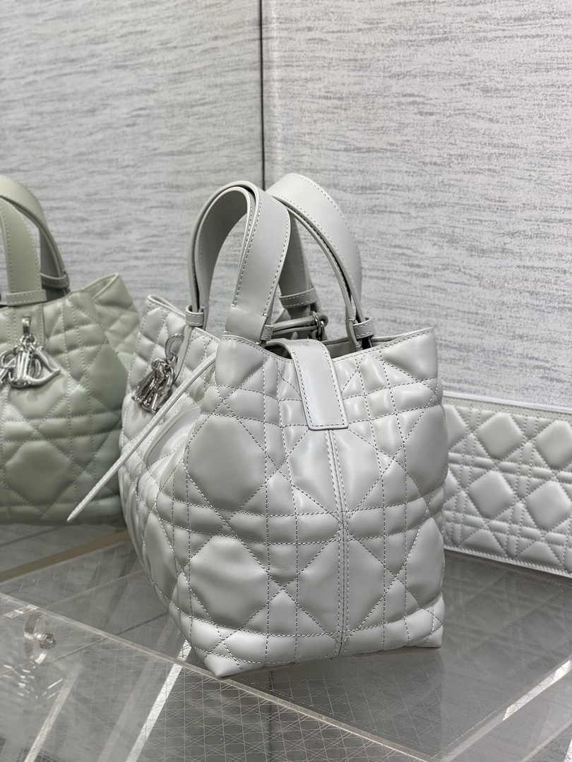 Medium Dior Toujours Bag M2821 Gray Macrocannage Calfskin - Default Title - View 4