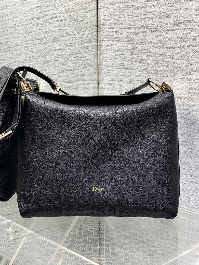 Medium Diorly Bag – Black Flat Cannage Calfskin M1412