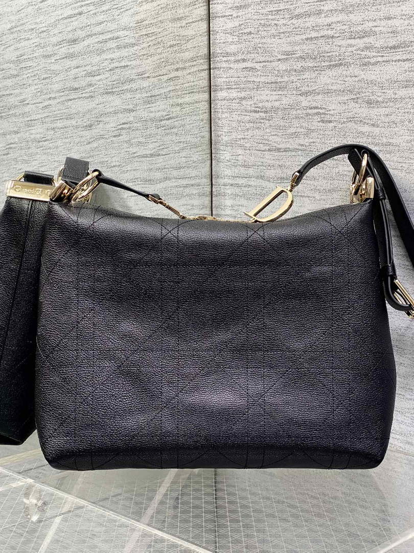 Medium Diorly Bag – Black Flat Cannage Calfskin M1412