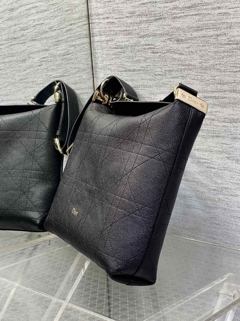 Medium Diorly Bag – Black Flat Cannage Calfskin M1412