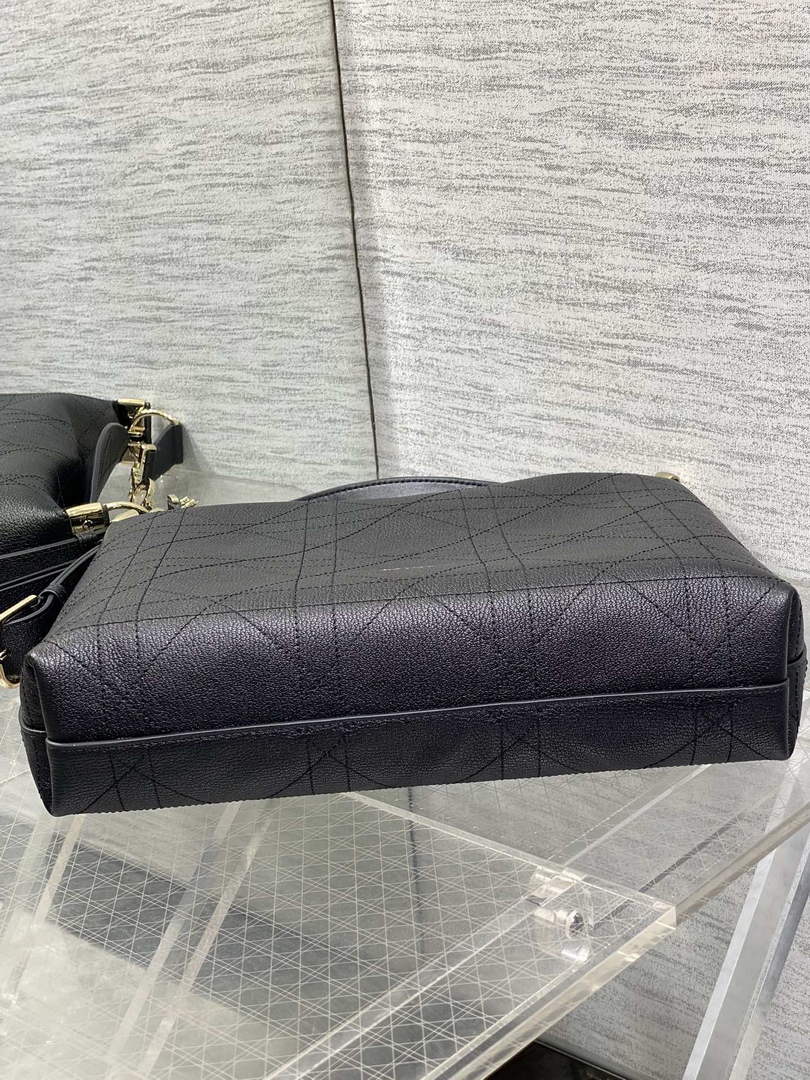Medium Diorly Bag – Black Flat Cannage Calfskin M1412