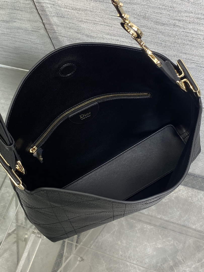 Medium Diorly Bag – Black Flat Cannage Calfskin M1412