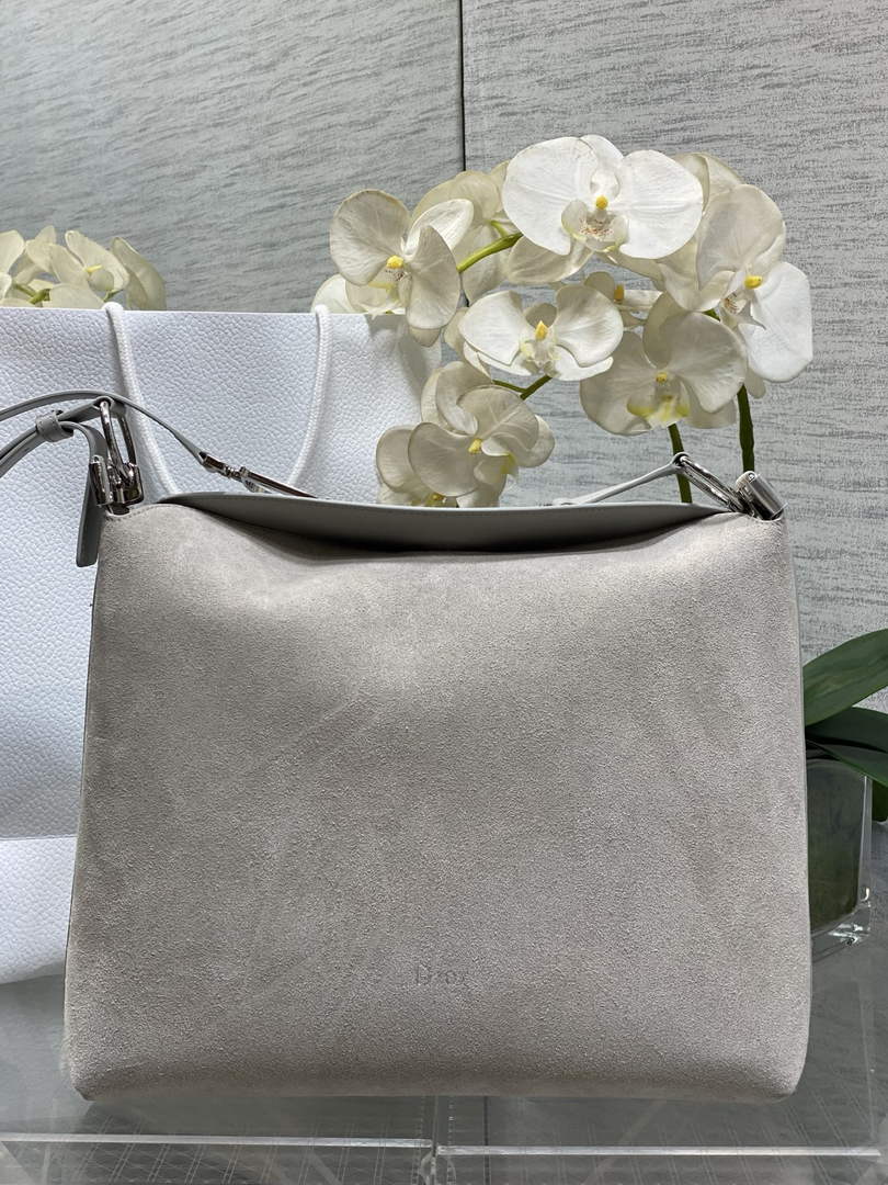 Medium Diorly Bag – Gray Suede Calfskin M1412