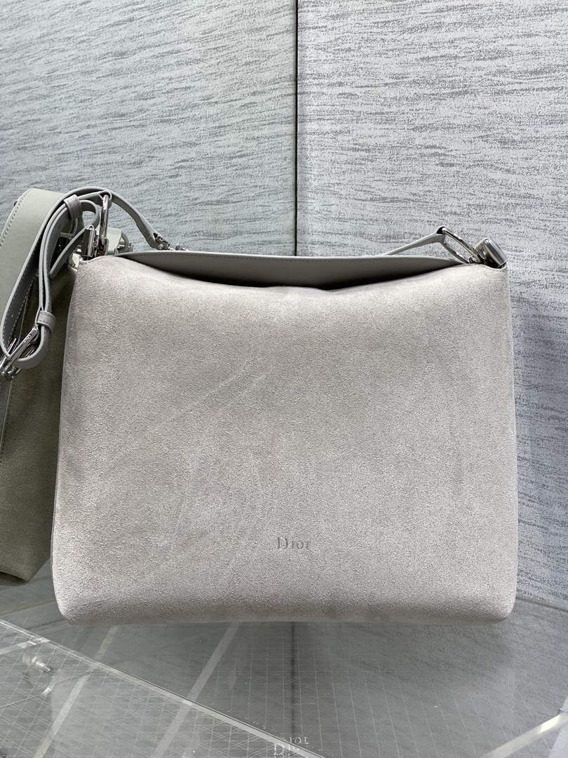 Medium Diorly Bag – Gray Suede Calfskin M1412