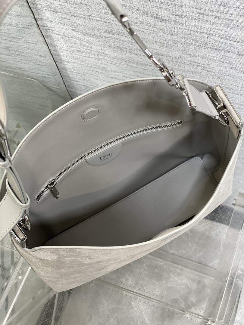 Medium Diorly Bag – Gray Suede Calfskin M1412