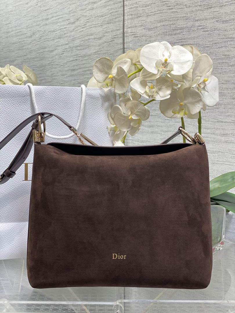 Medium Diorly Bag – Chocolate Suede Calfskin M1412