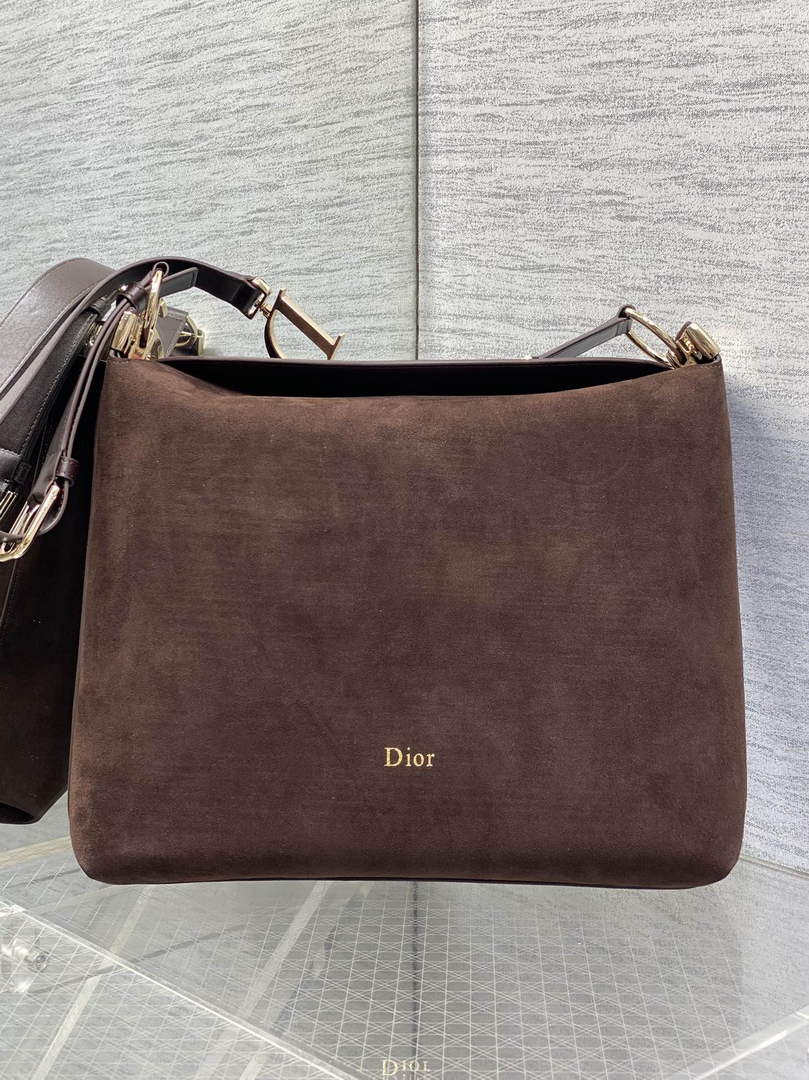 Medium Diorly Bag – Chocolate Suede Calfskin M1412