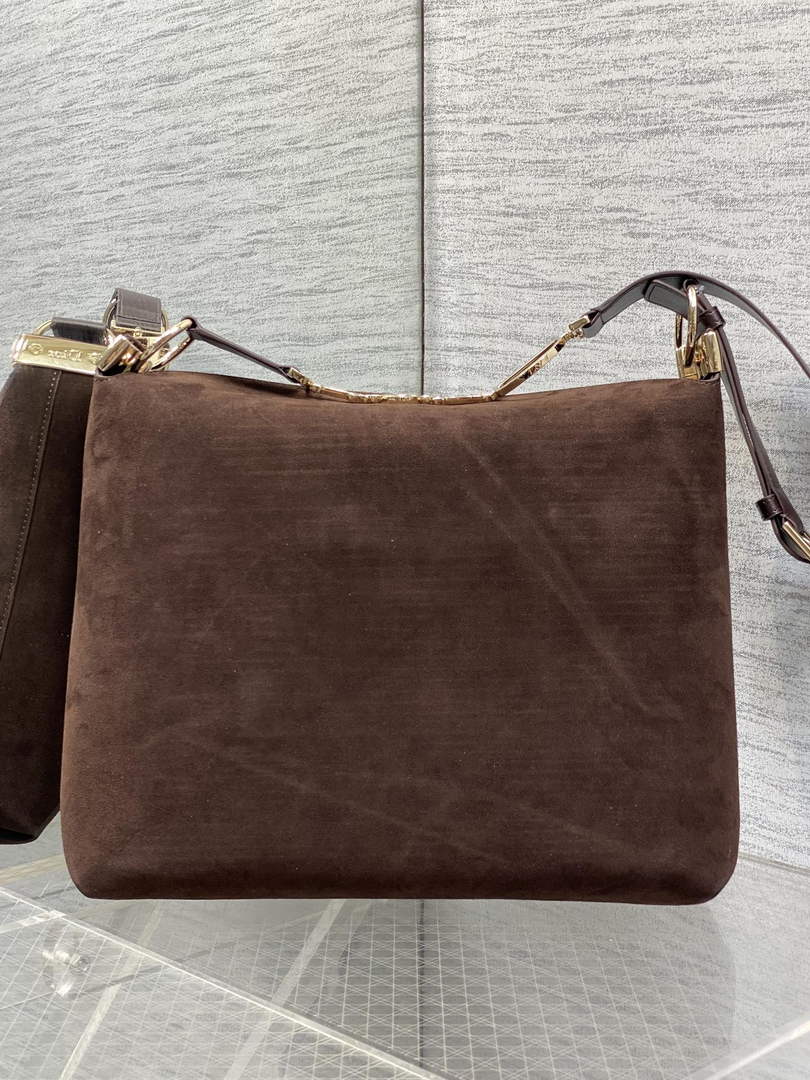 Medium Diorly Bag – Chocolate Suede Calfskin M1412