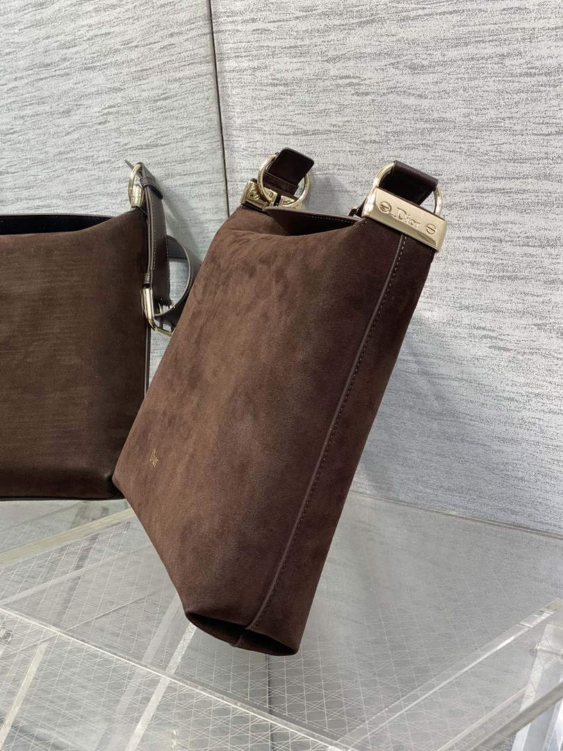 Medium Diorly Bag – Chocolate Suede Calfskin M1412