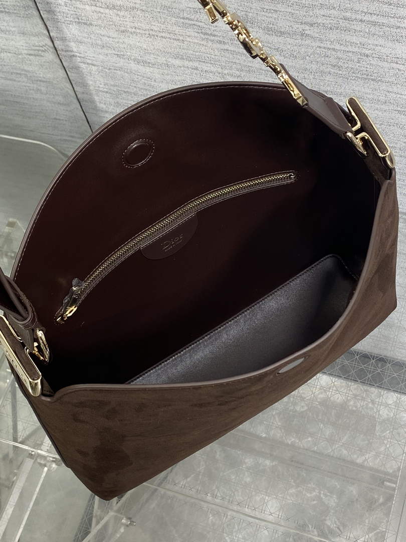 Medium Diorly Bag – Chocolate Suede Calfskin M1412