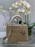 Medium Lady Dior Bag M0565 Silver Cannage Calfskin - Default Title - View 1