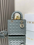 Medium Lady Dior Bag M0565 Gray Cannage Lambskin - Default Title - View 1
