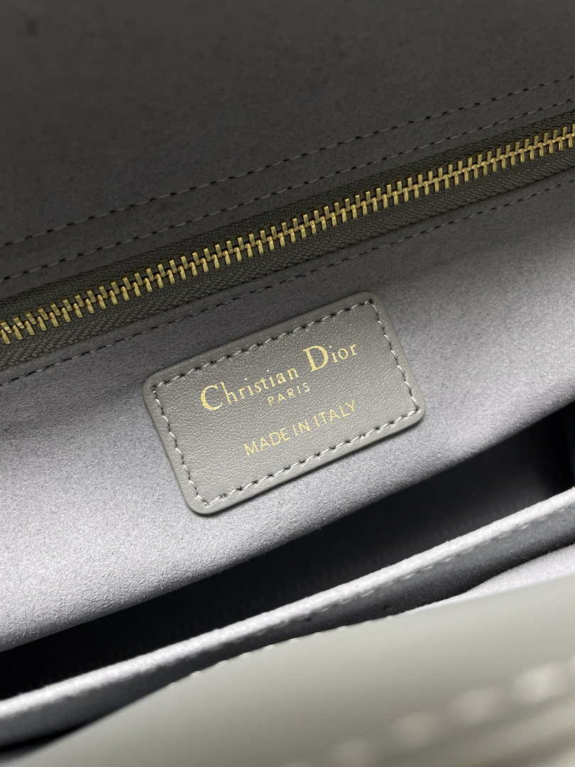 Medium Lady Dior Bag M0565 Gray Cannage Lambskin - Default Title - View 7