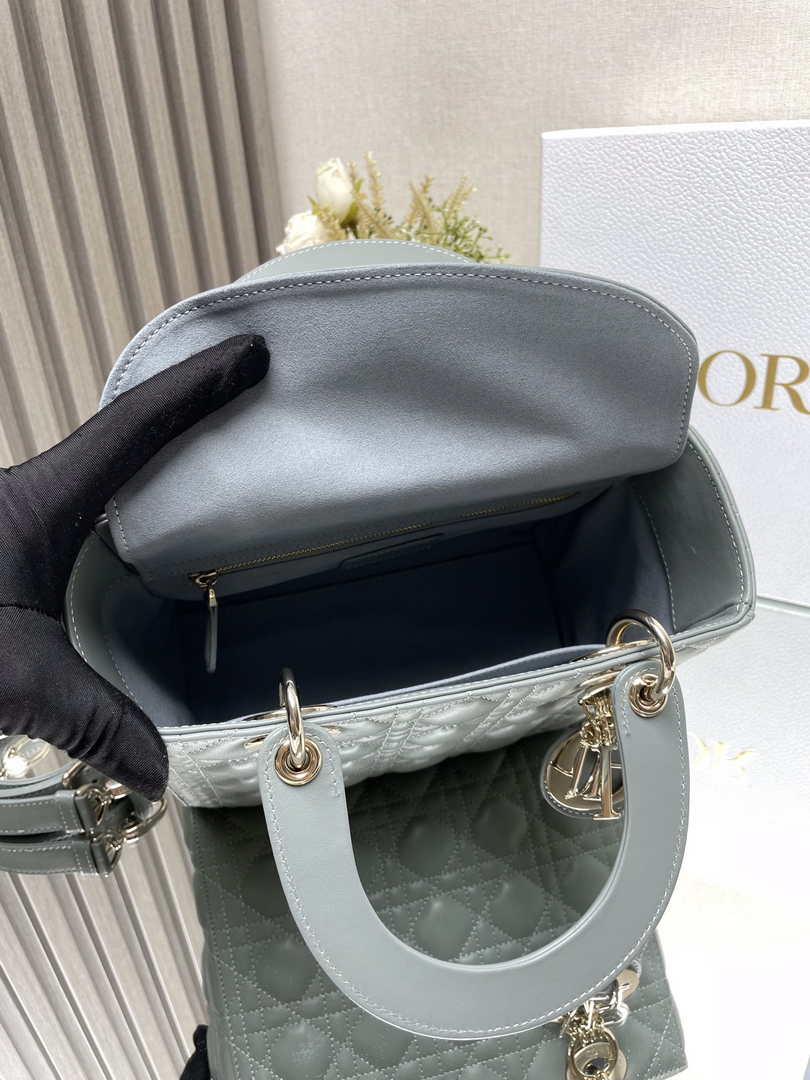 Medium Lady Dior Bag M0565 Gray Cannage Lambskin - Default Title - View 8