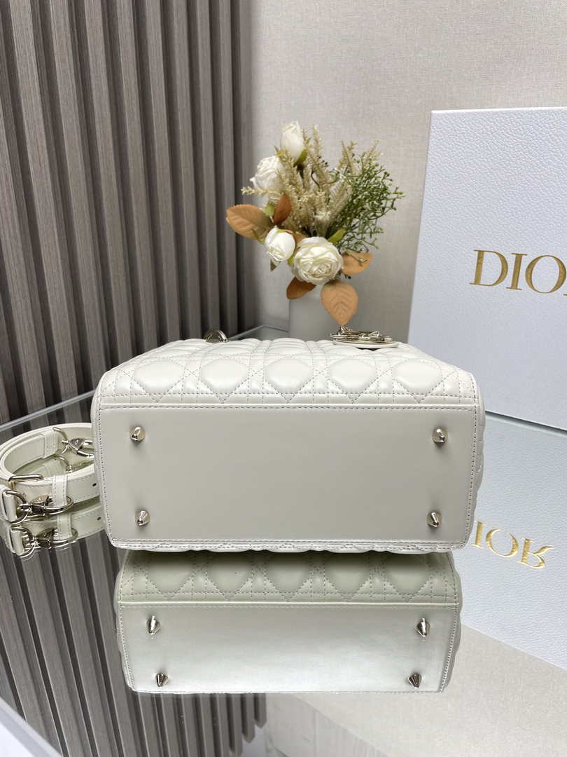 Medium Lady Dior Bag M0565 Beige Cannage Lambskin - Default Title - View 6