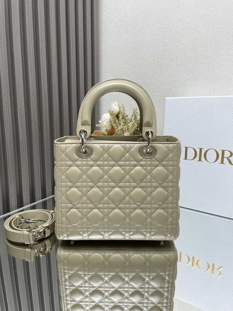 Medium Lady Dior Bag M0565 Apricot Cannage Lambskin - Default Title - View 4
