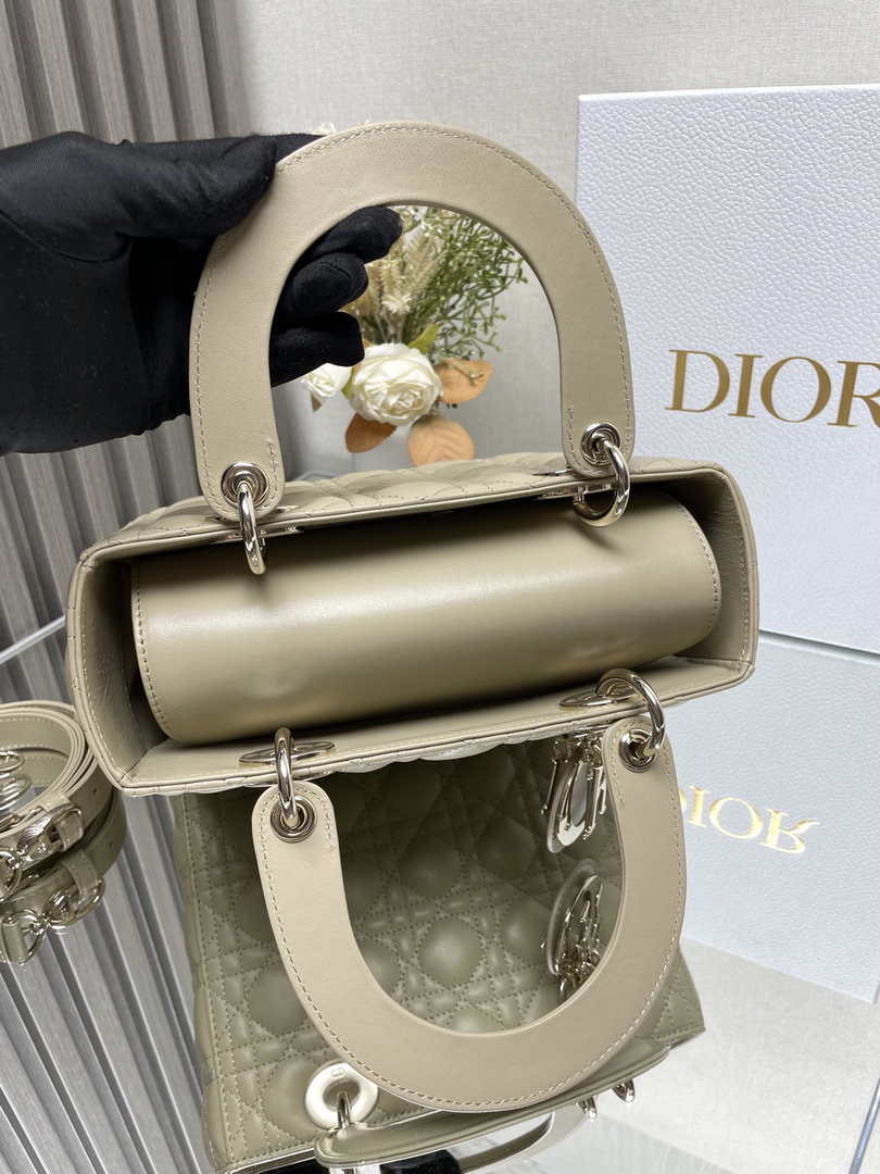Medium Lady Dior Bag M0565 Apricot Cannage Lambskin - Default Title - View 6