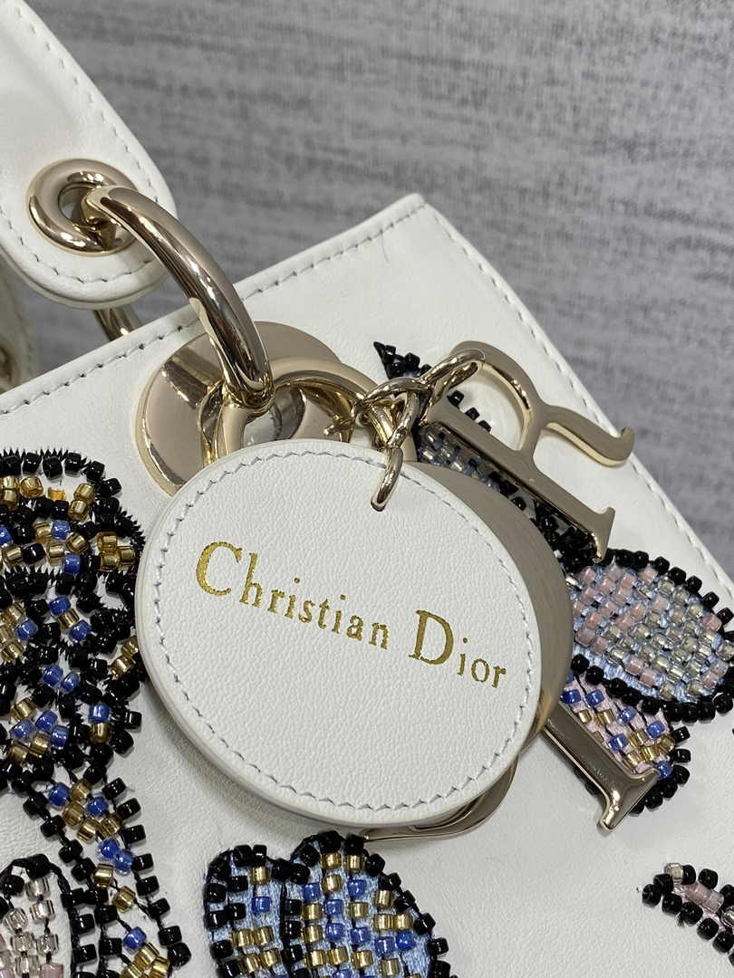 Medium Lady Dior Bag M0565 White Cannage Calfskin - Default Title - View 9