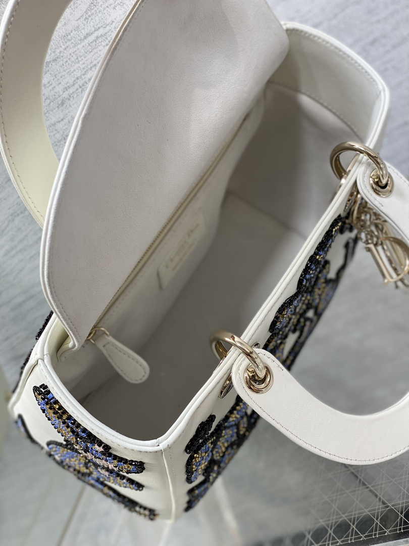 Medium Lady Dior Bag M0565 White Cannage Calfskin - Default Title - View 6